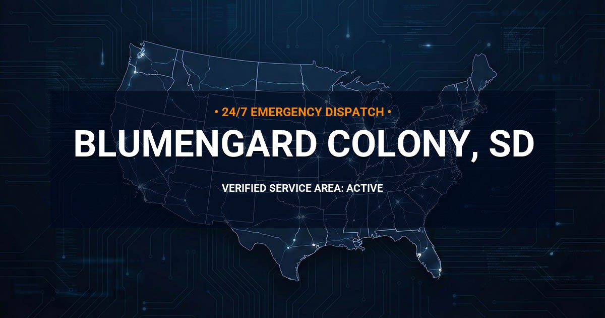 Emergency Plumbing Dispatch Map for Plumbing Services: Blumengard Colony, SD