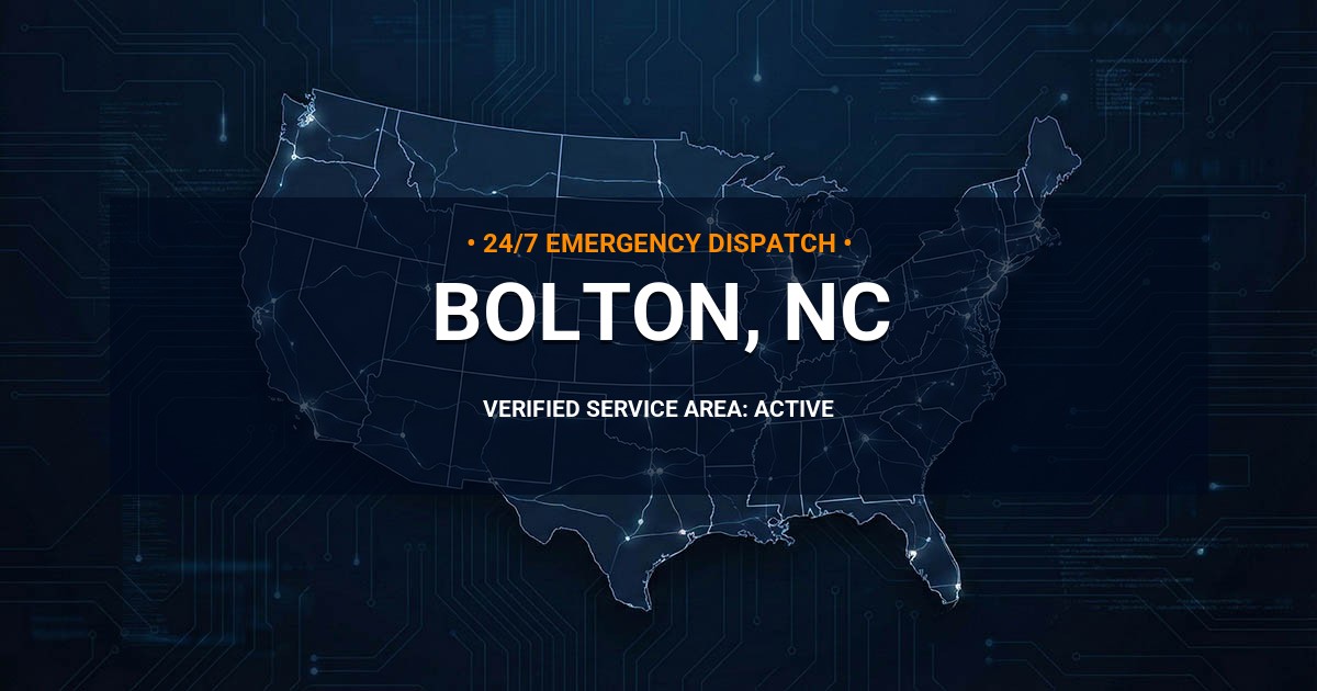 Emergency Plumbing Dispatch Map for Plumbing Services: Bolton, NC