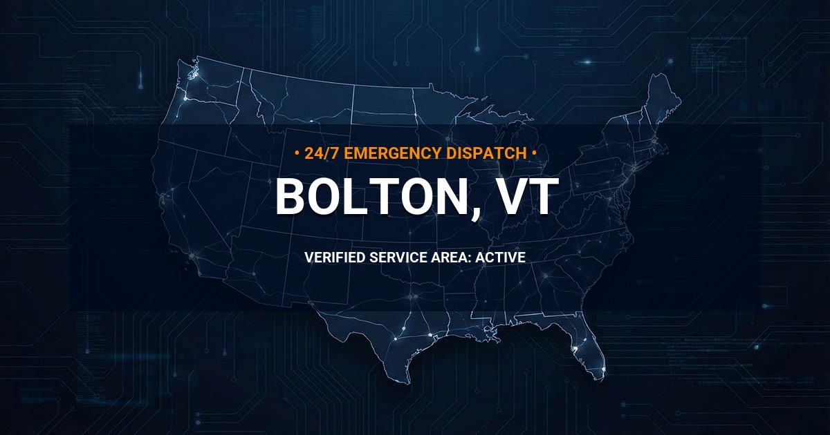 Emergency Plumbing Dispatch Map for Plumbing Services: Bolton, VT