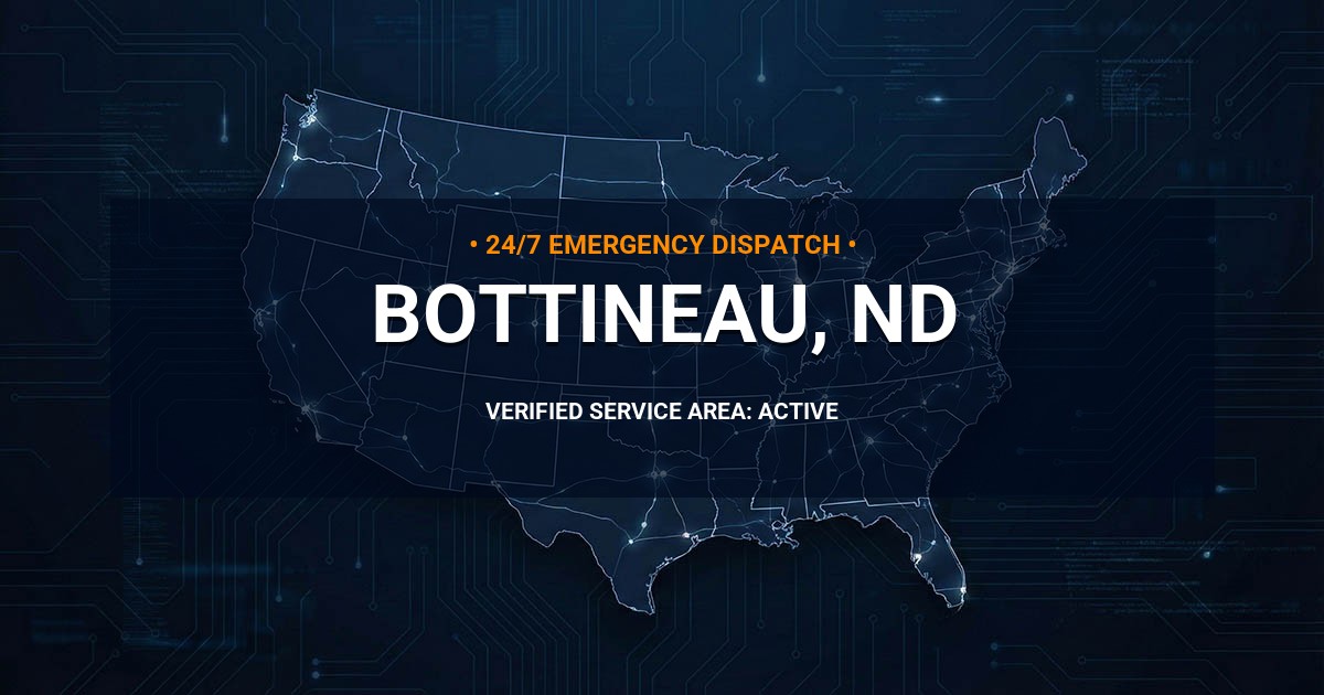 Emergency Plumbing Dispatch Map for Plumbing Services: Bottineau, ND
