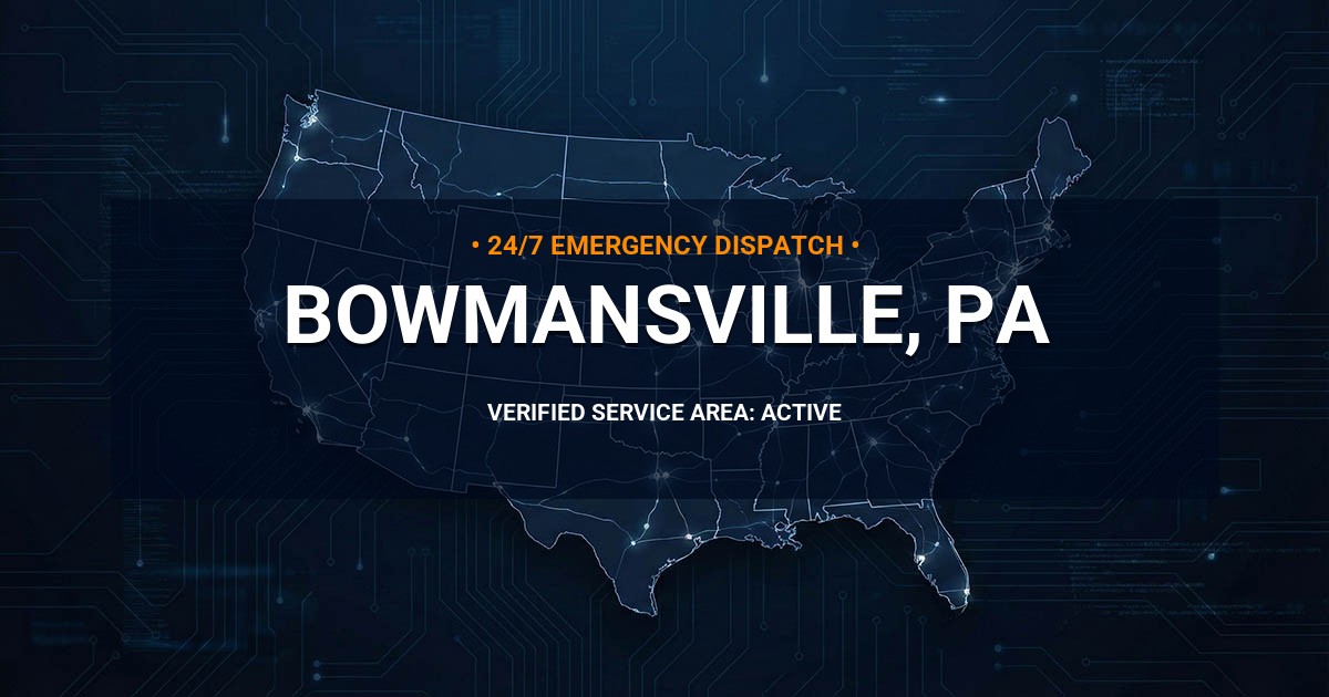 Emergency Plumbing Dispatch Map for Plumbing Services: Bowmansville, PA