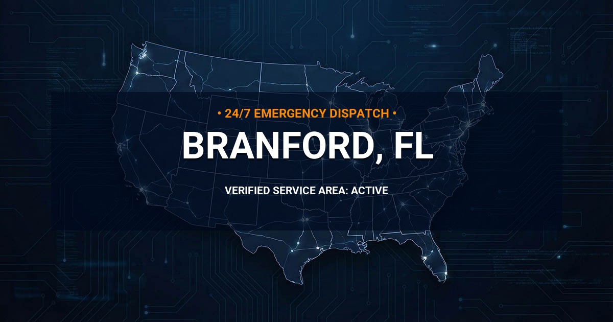 Emergency Plumbing Dispatch Map for Plumbing Services: Branford, FL