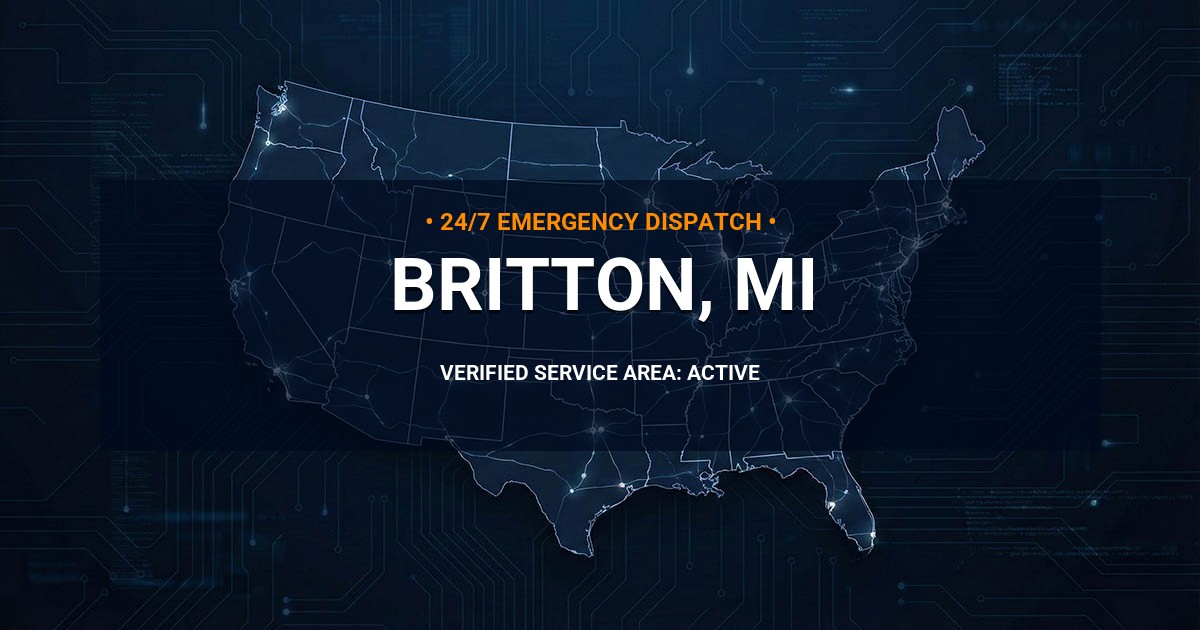 Emergency Plumbing Dispatch Map for Plumbing Services: Britton, MI