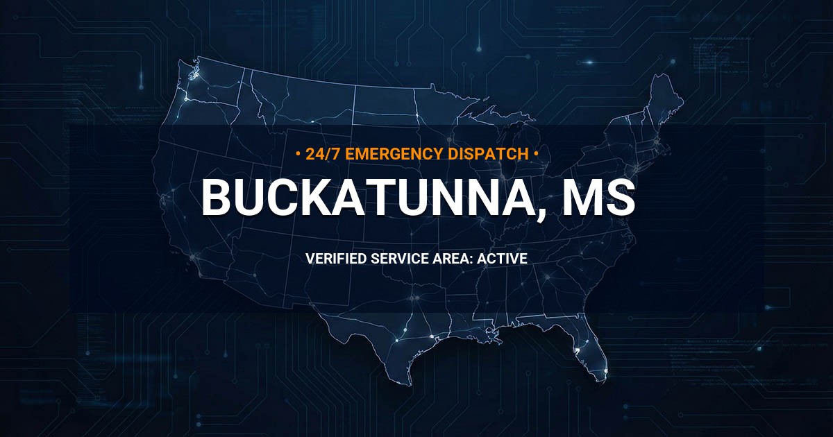 Emergency Plumbing Dispatch Map for Plumbing Services: Buckatunna, MS