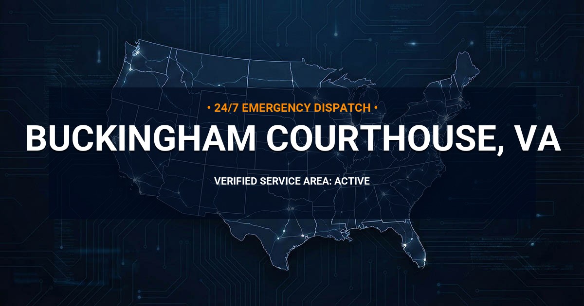 Emergency Plumbing Dispatch Map for Plumbing Services: Buckingham Courthouse, VA