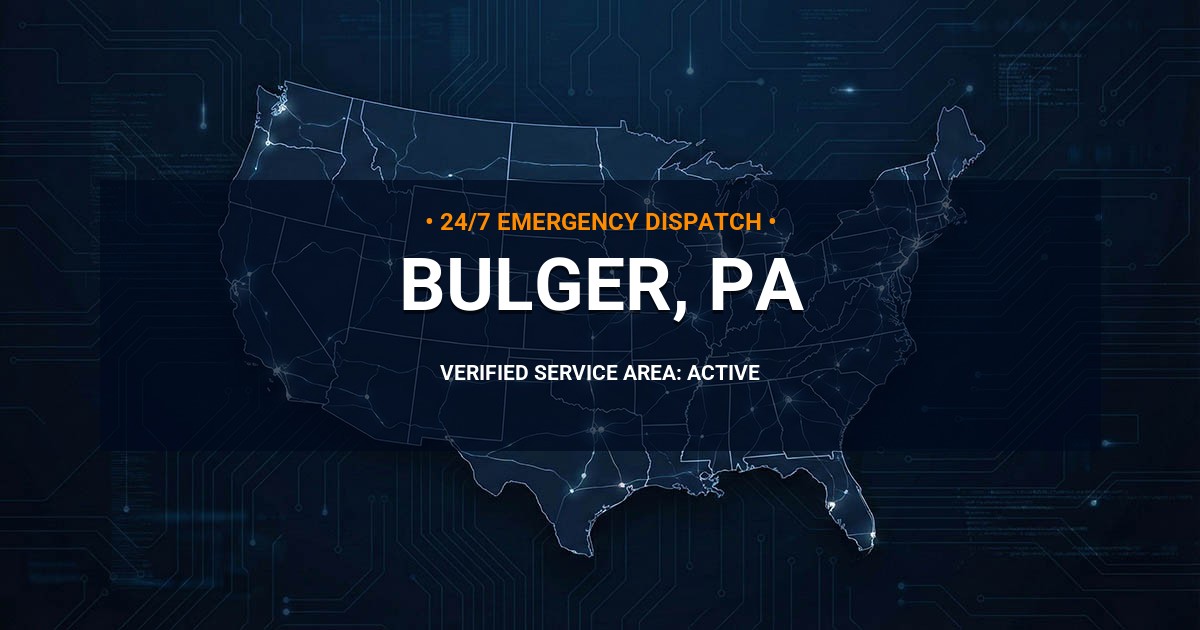 Emergency Plumbing Dispatch Map for Plumbing Services: Bulger, PA