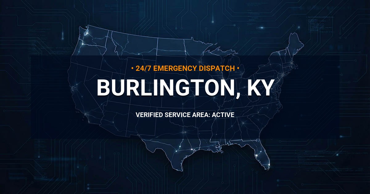 Emergency Plumbing Dispatch Map for Plumbing Services: Burlington, KY