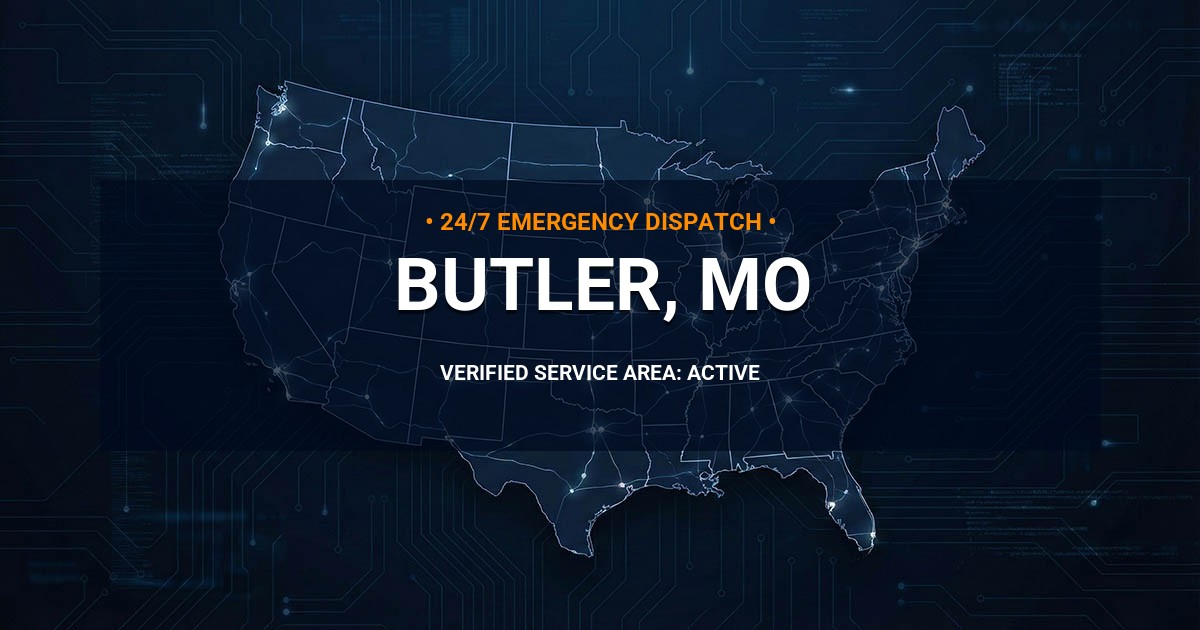 Emergency Plumbing Dispatch Map for Plumbing Services: Butler, MO