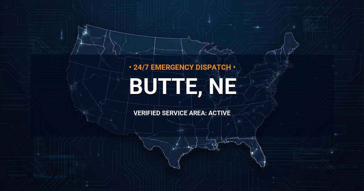 Emergency Plumbing Dispatch Map for Plumbing Services: Butte, NE