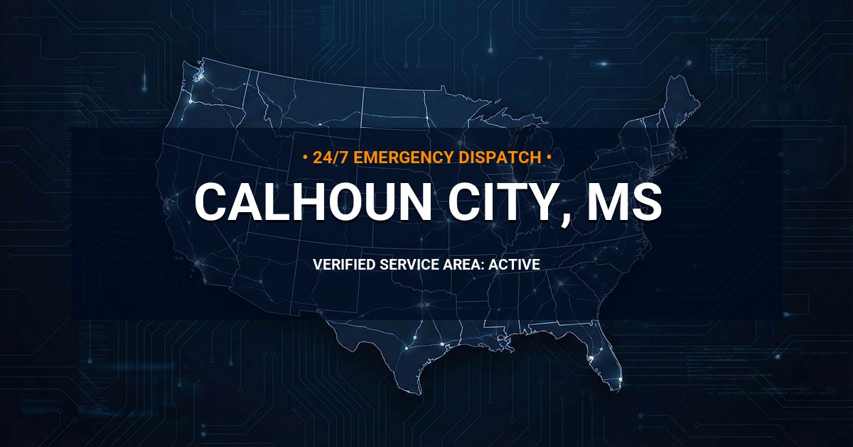 Emergency Plumbing Dispatch Map for Plumbing Services: Calhoun City, MS