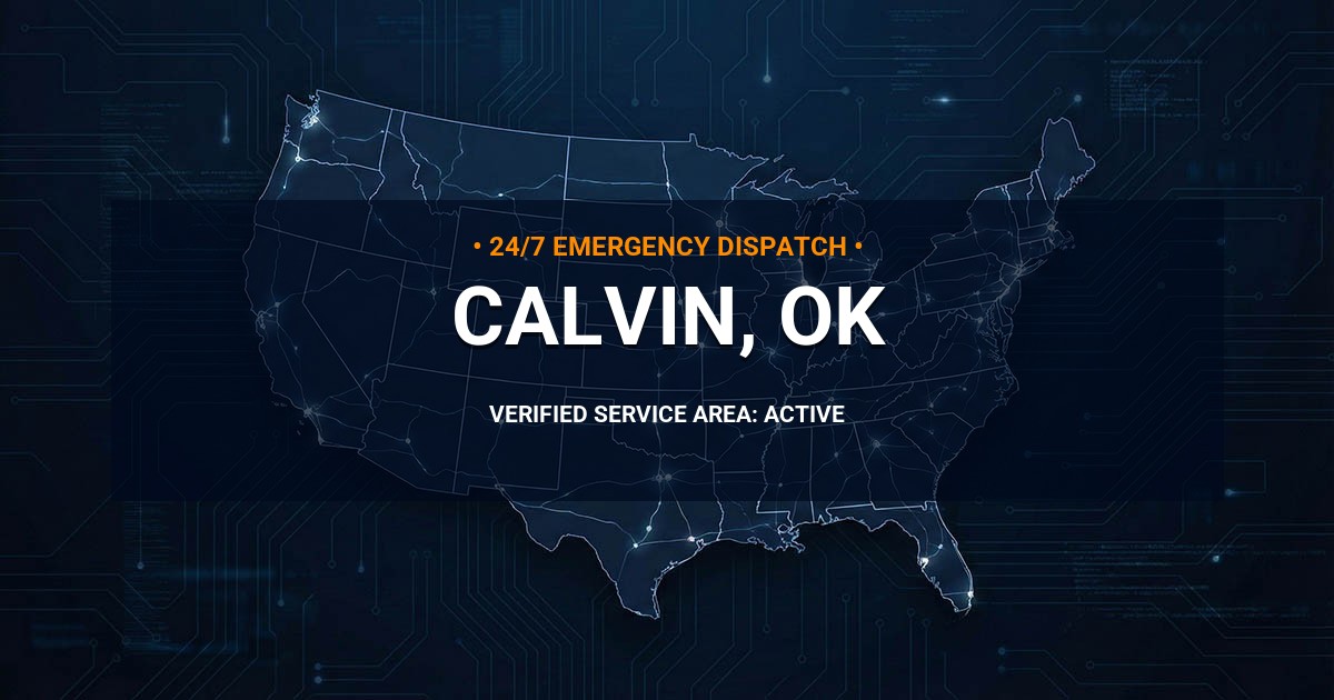 Emergency Plumbing Dispatch Map for Plumbing Services: Calvin, OK