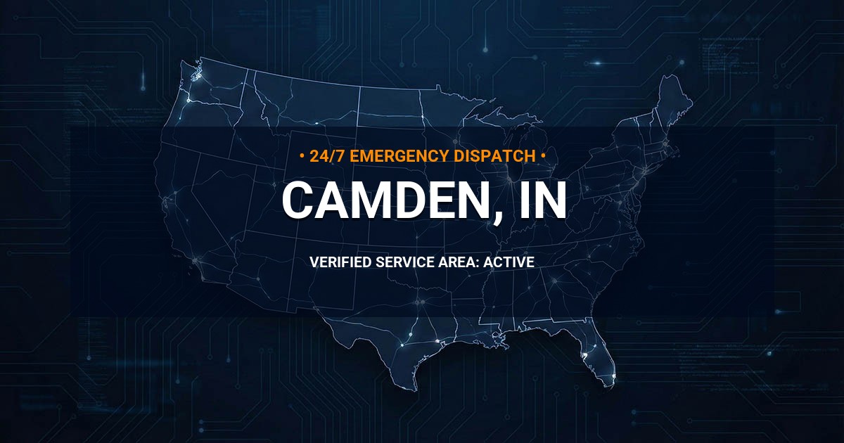 Emergency Plumbing Dispatch Map for Plumbing Services: Camden, IN
