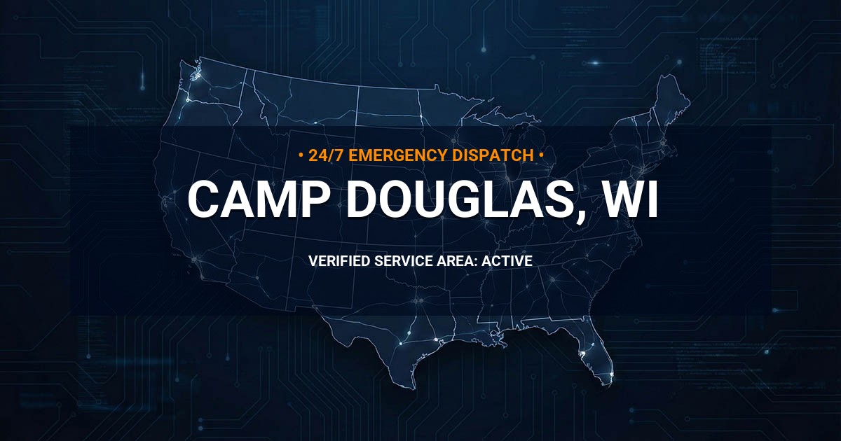 Emergency Plumbing Dispatch Map for Plumbing Services: Camp Douglas, WI