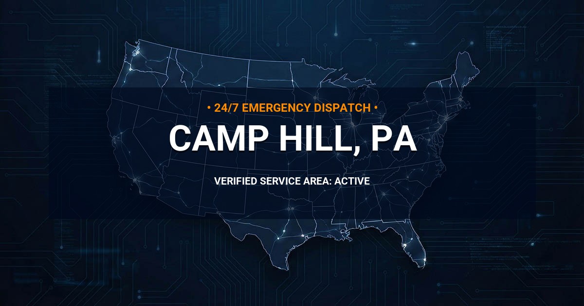 Emergency Plumbing Dispatch Map for Plumbing Services: Camp Hill, PA