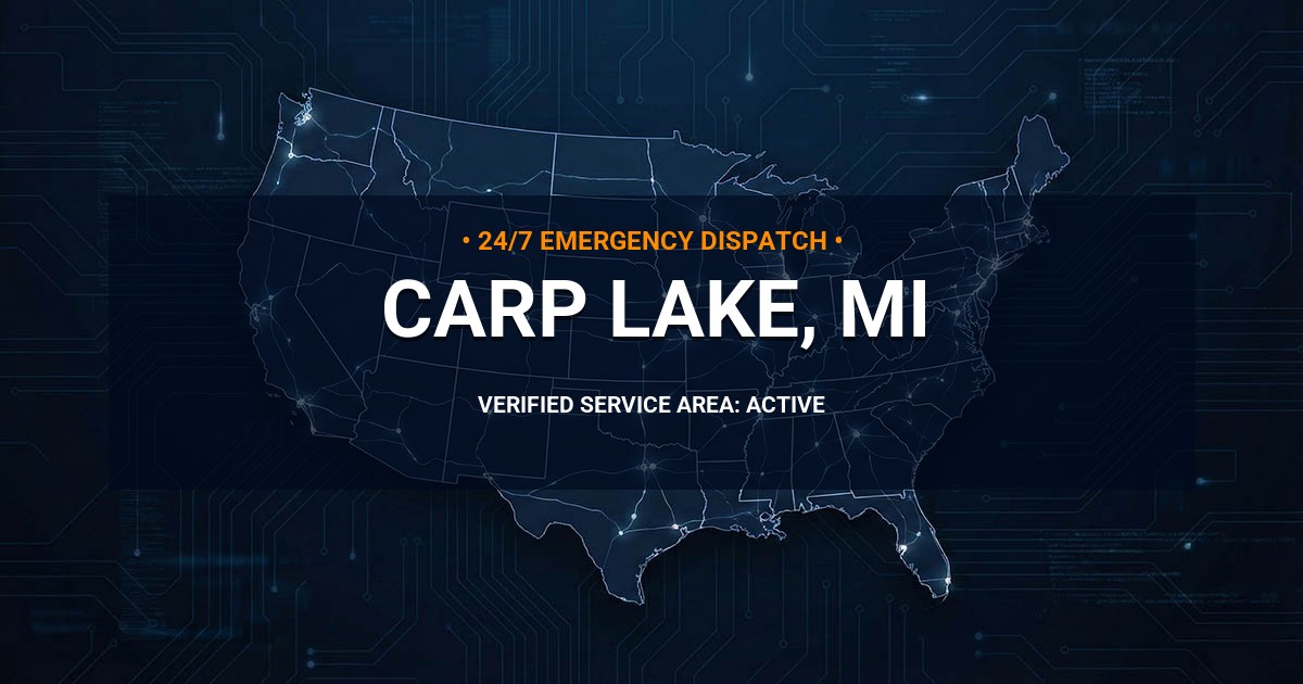 Emergency Plumbing Dispatch Map for Plumbing Services: Carp Lake, MI