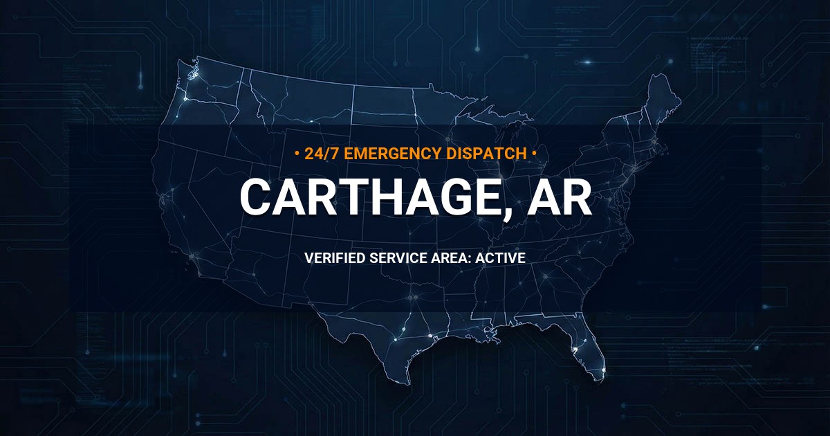 Emergency Plumbing Dispatch Map for Plumbing Services: Carthage, AR