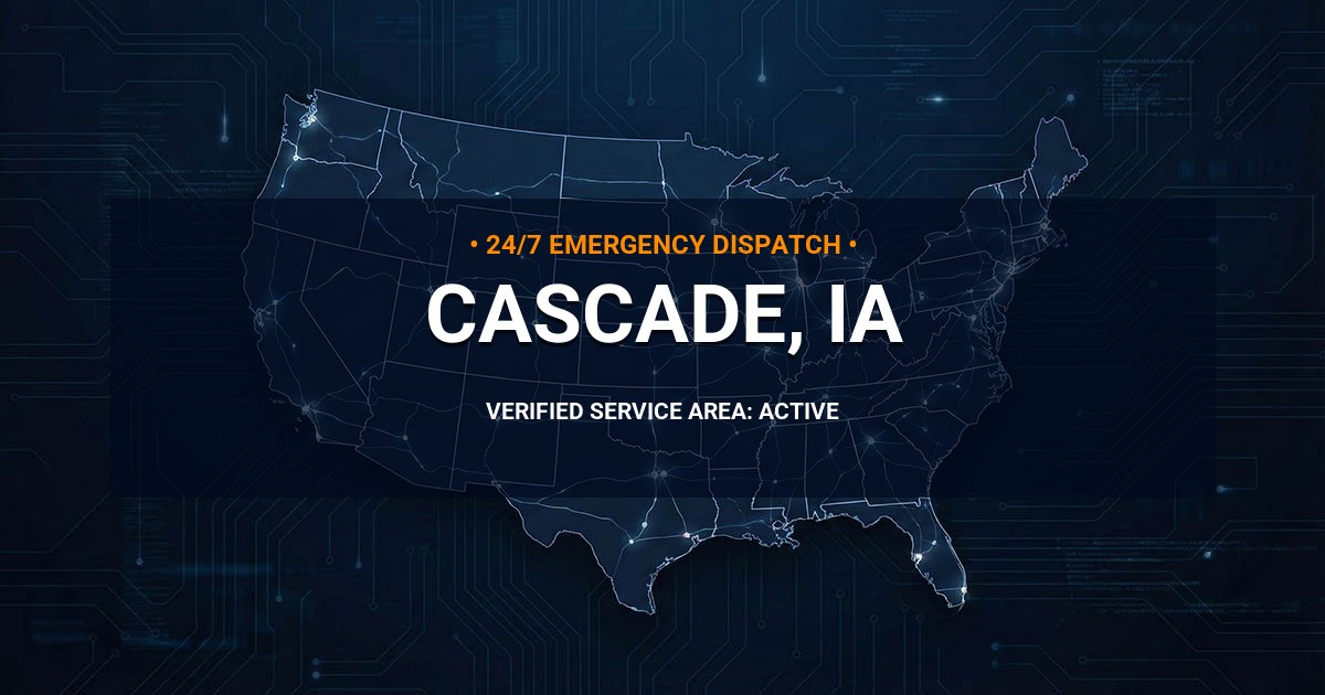 Emergency Plumbing Dispatch Map for Plumbing Services: Cascade, IA