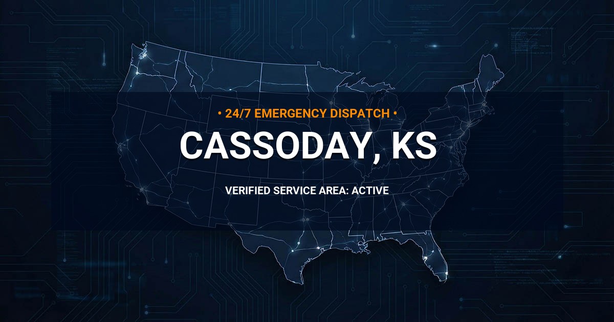 Emergency Plumbing Dispatch Map for Plumbing Services: Cassoday, KS