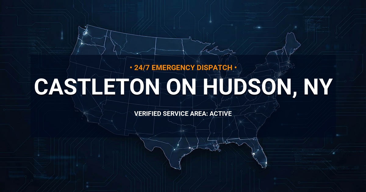 Emergency Plumbing Dispatch Map for Plumbing Services: Castleton-on-Hudson, NY