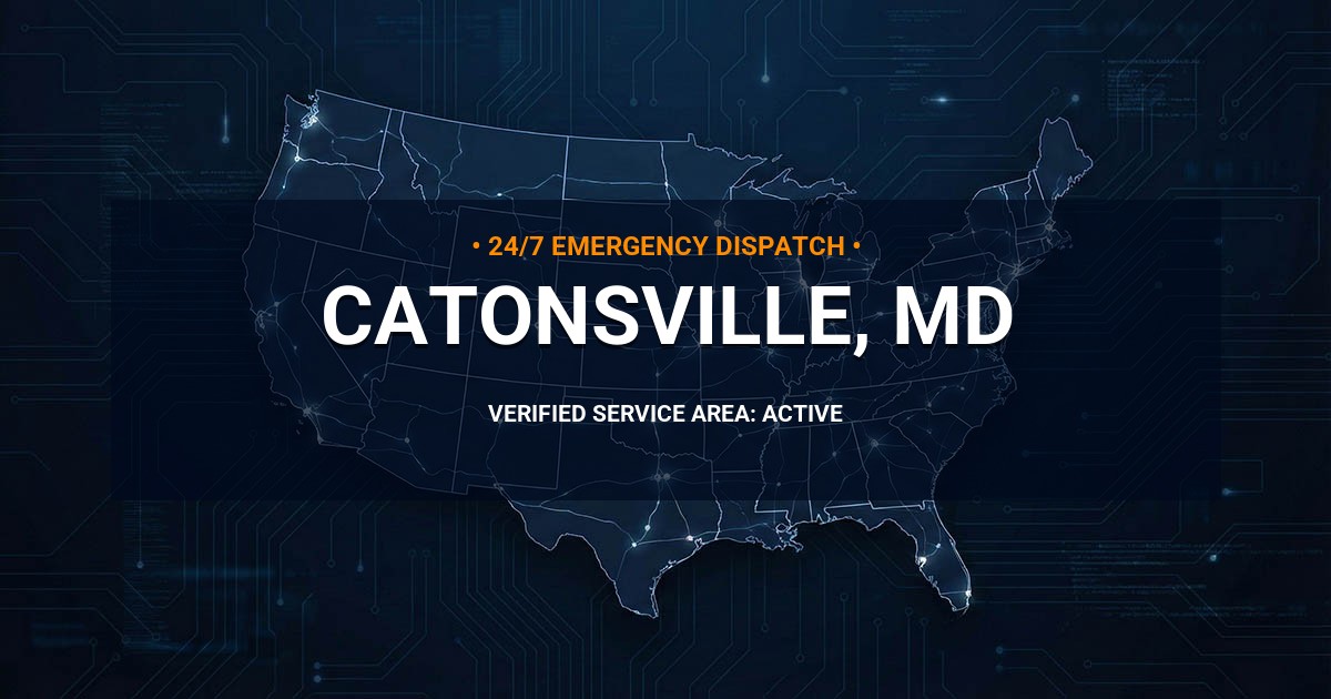 Emergency Plumbing Dispatch Map for Plumbing Services: Catonsville, MD