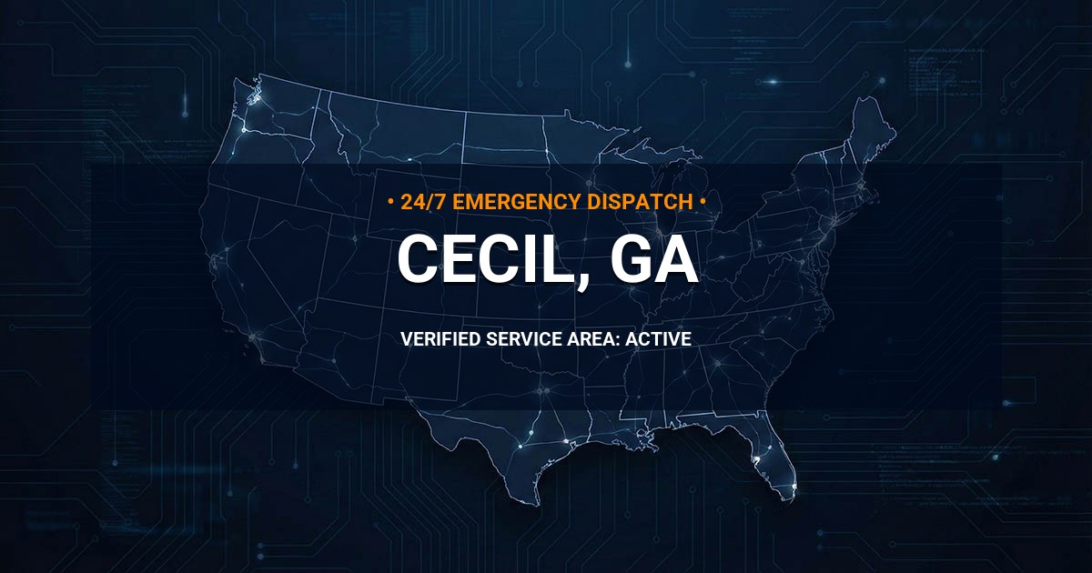 Emergency Plumbing Dispatch Map for Plumbing Services: Cecil, GA