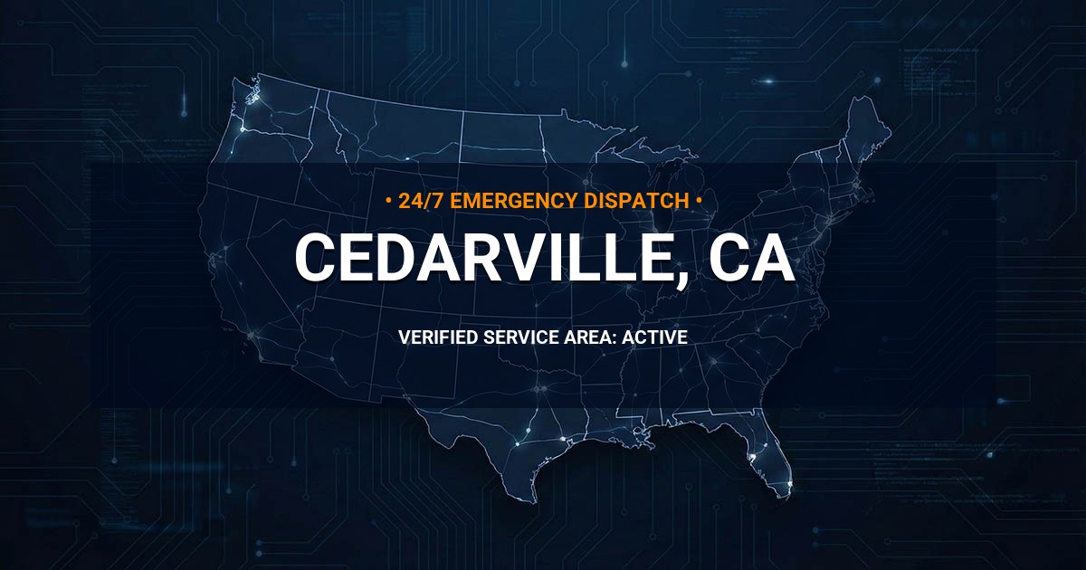 Emergency Plumbing Dispatch Map for Plumbing Services: Cedarville, CA