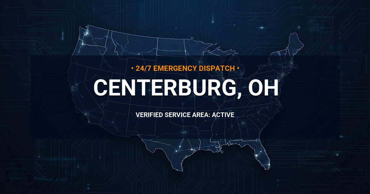 Emergency Plumbing Dispatch Map for Plumbing Services: Centerburg, OH