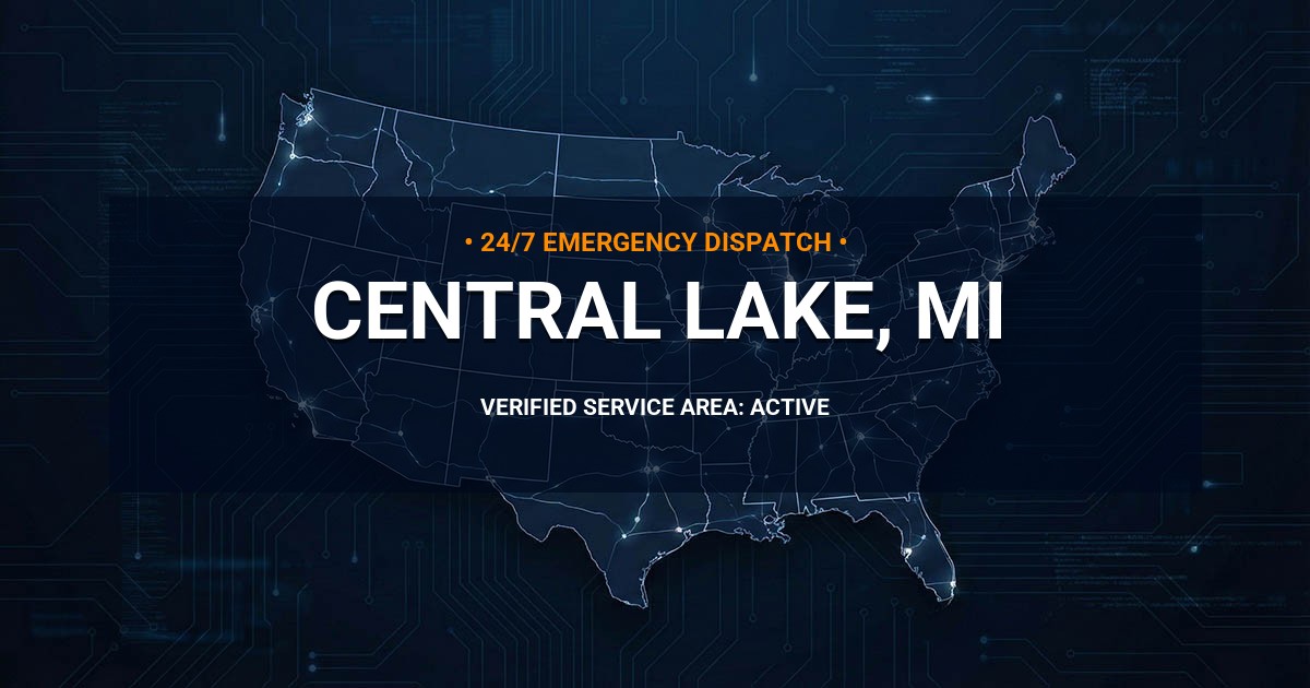 Emergency Plumbing Dispatch Map for Plumbing Services: Central Lake, MI