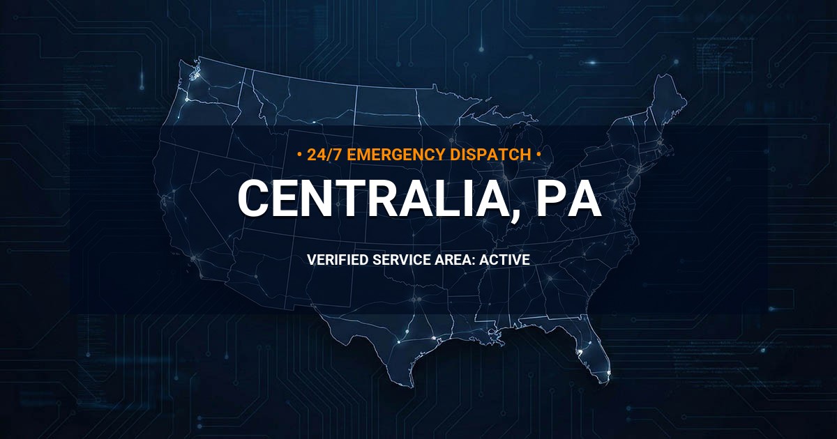 Emergency Plumbing Dispatch Map for Plumbing Services: Centralia, PA