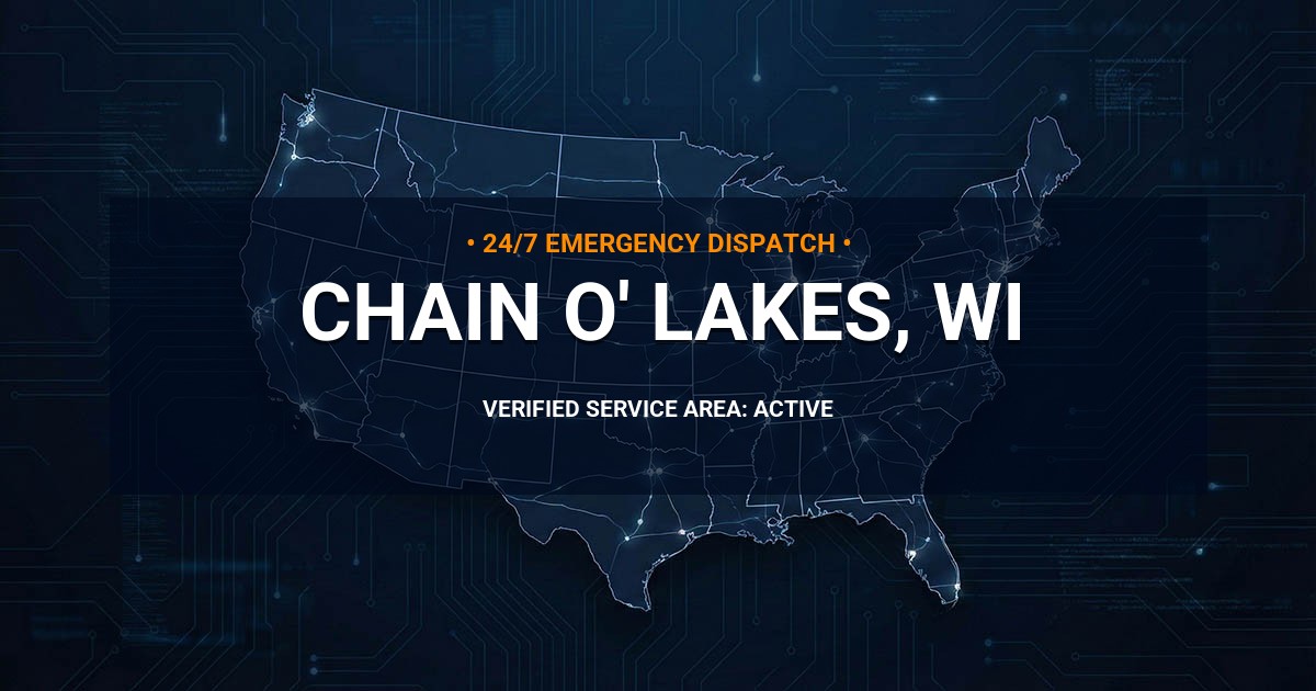 Emergency Plumbing Dispatch Map for Plumbing Services: Chain O' Lakes, WI