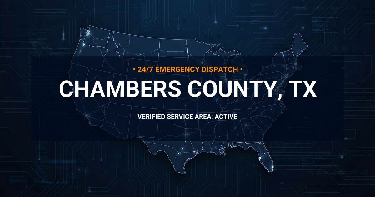 Emergency Plumbing Dispatch Map for Chambers County Plumbing Logistics