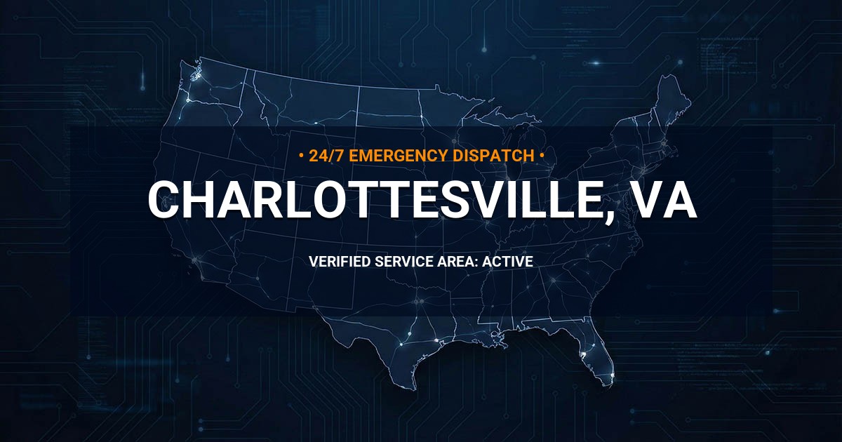 Emergency Plumbing Dispatch Map for Plumbing Services: Charlottesville, VA