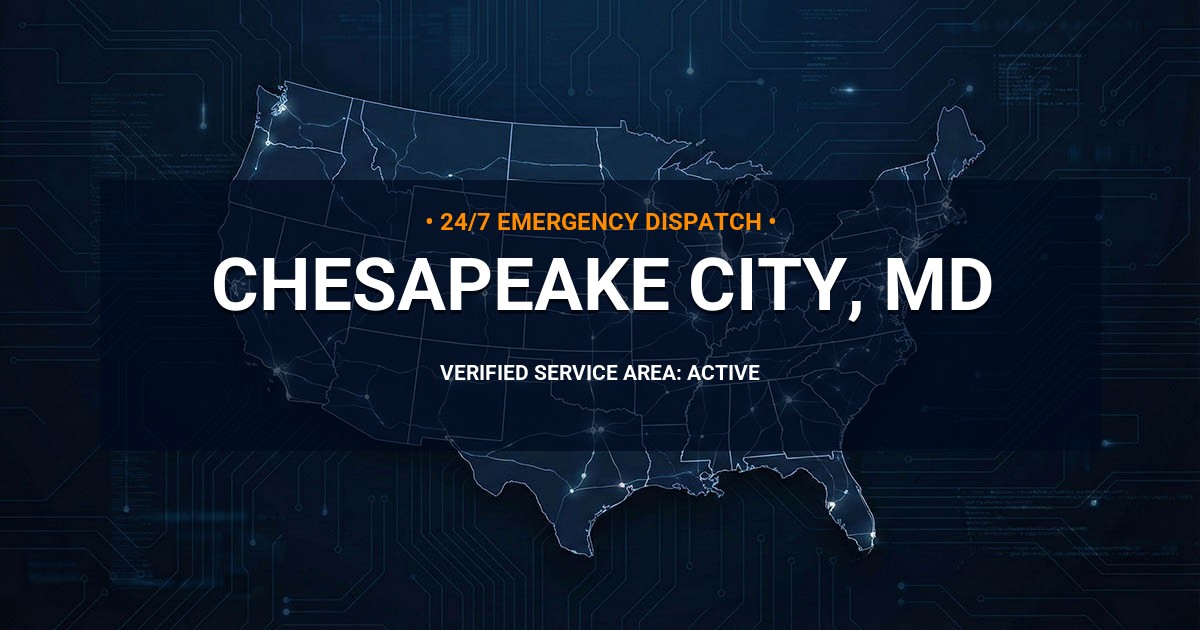 Emergency Plumbing Dispatch Map for Plumbing Services: Chesapeake City, MD