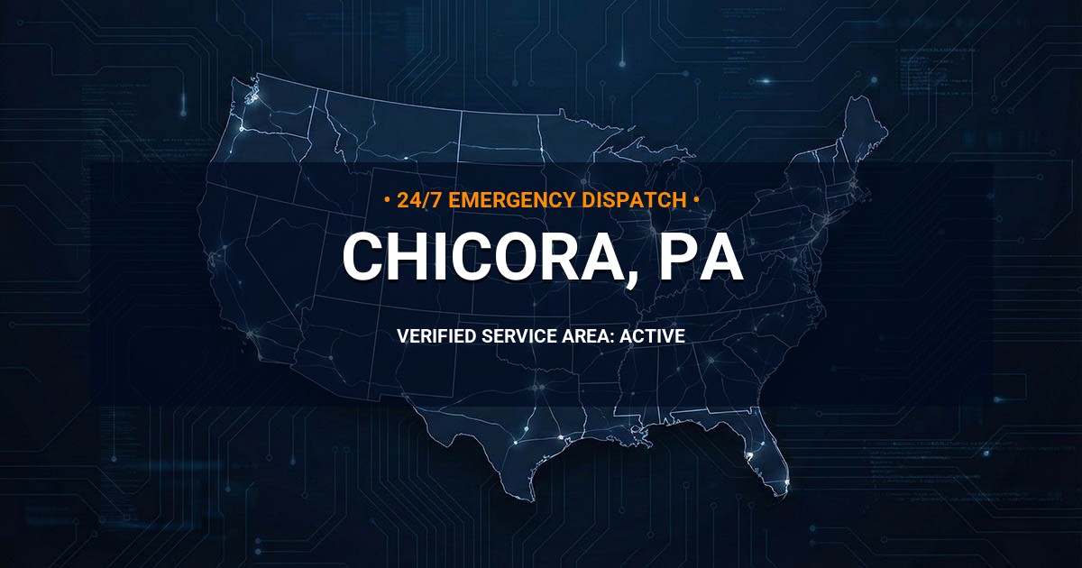 Emergency Plumbing Dispatch Map for Plumbing Services: Chicora, PA