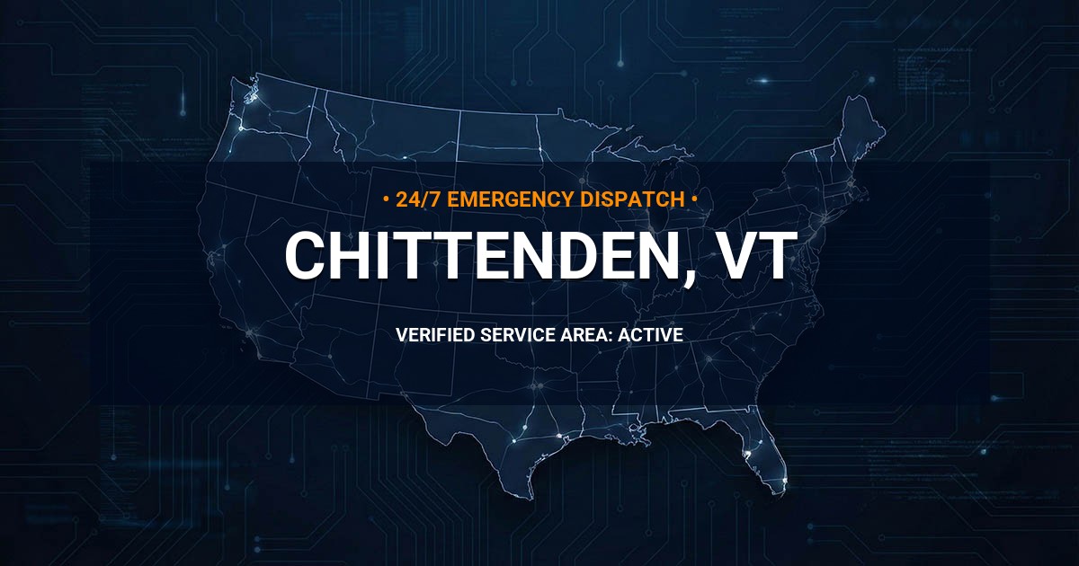 Emergency Plumbing Dispatch Map for Plumbing Services: Chittenden, VT