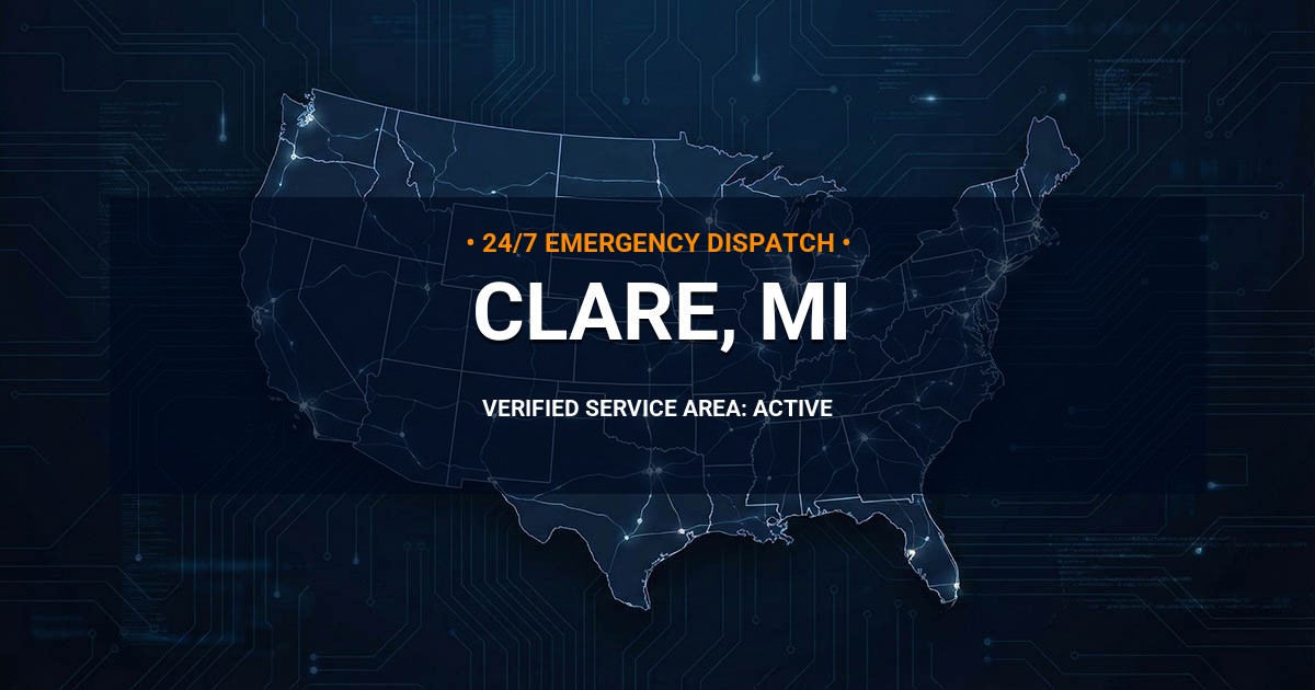 Emergency Plumbing Dispatch Map for Plumbing Services: Clare, MI