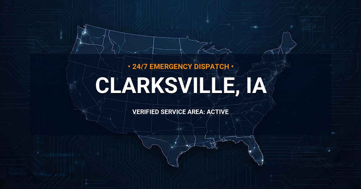 Emergency Plumbing Dispatch Map for Plumbing Services: Clarksville, IA