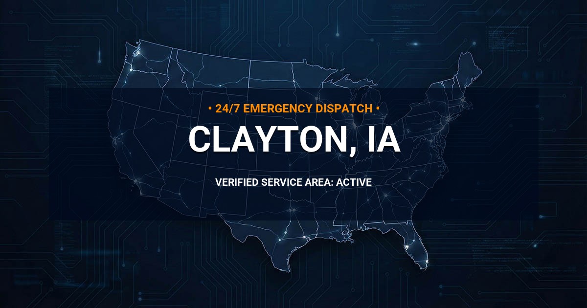 Emergency Plumbing Dispatch Map for Plumbing Services: Clayton, IA