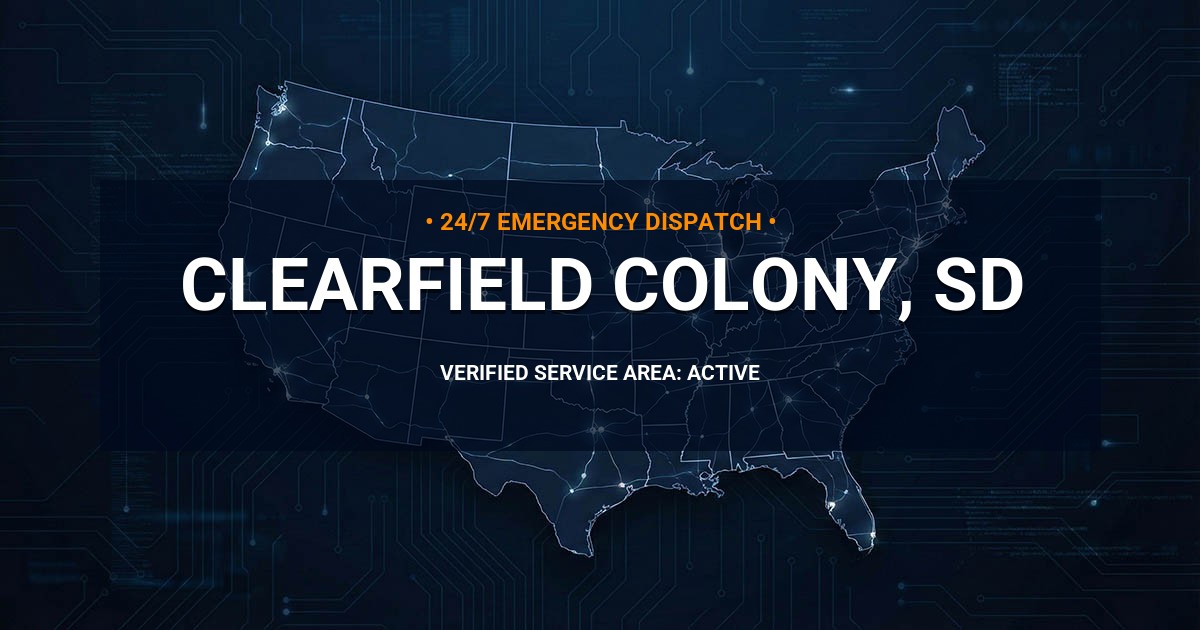 Emergency Plumbing Dispatch Map for Plumbing Services: Clearfield Colony, SD