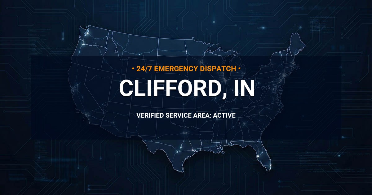 Emergency Plumbing Dispatch Map for Plumbing Services: Clifford, IN