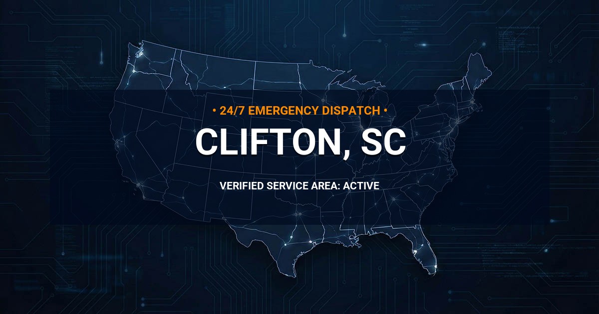 Emergency Plumbing Dispatch Map for Plumbing Services: Clifton, SC