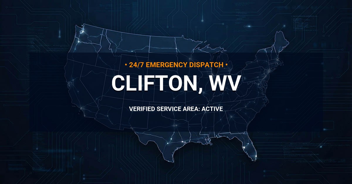 Emergency Plumbing Dispatch Map for Plumbing Services: Clifton, WV