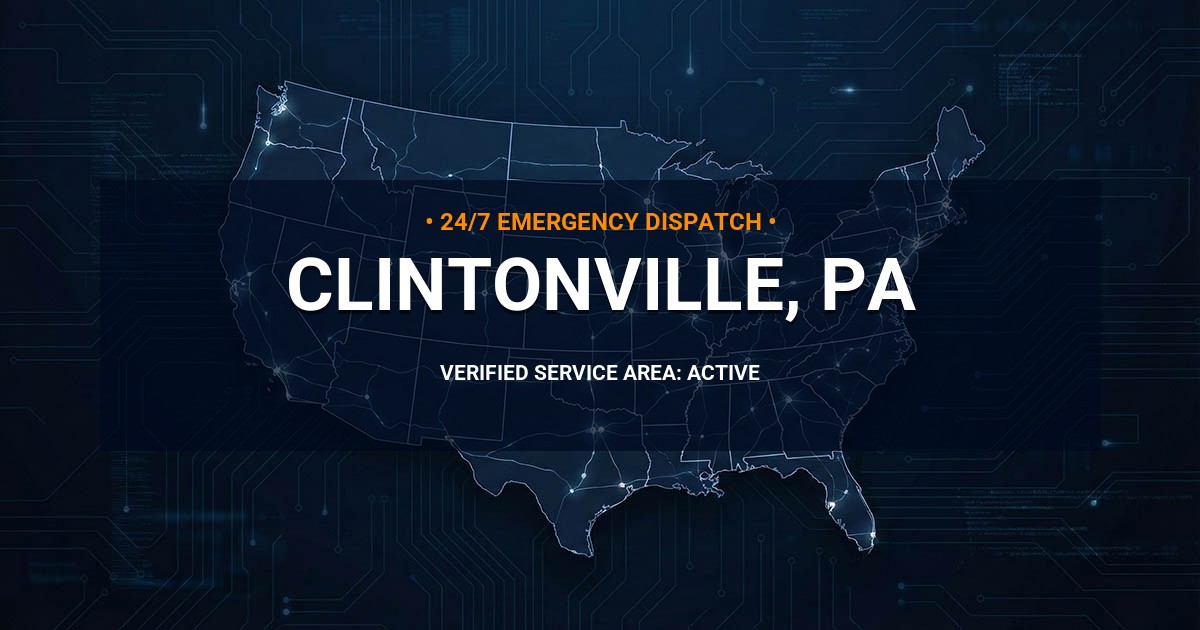 Emergency Plumbing Dispatch Map for Plumbing Services: Clintonville, PA