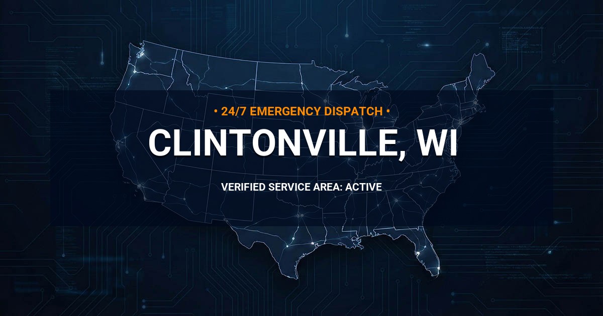 Emergency Plumbing Dispatch Map for Plumbing Services: Clintonville, WI