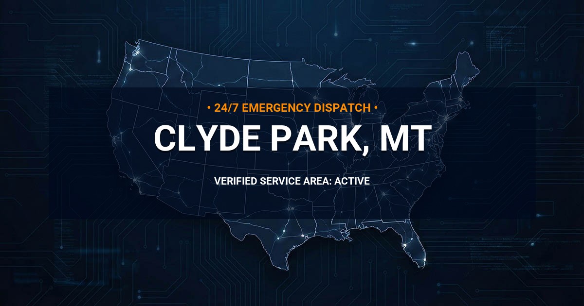 Emergency Plumbing Dispatch Map for Plumbing Services: Clyde Park, MT