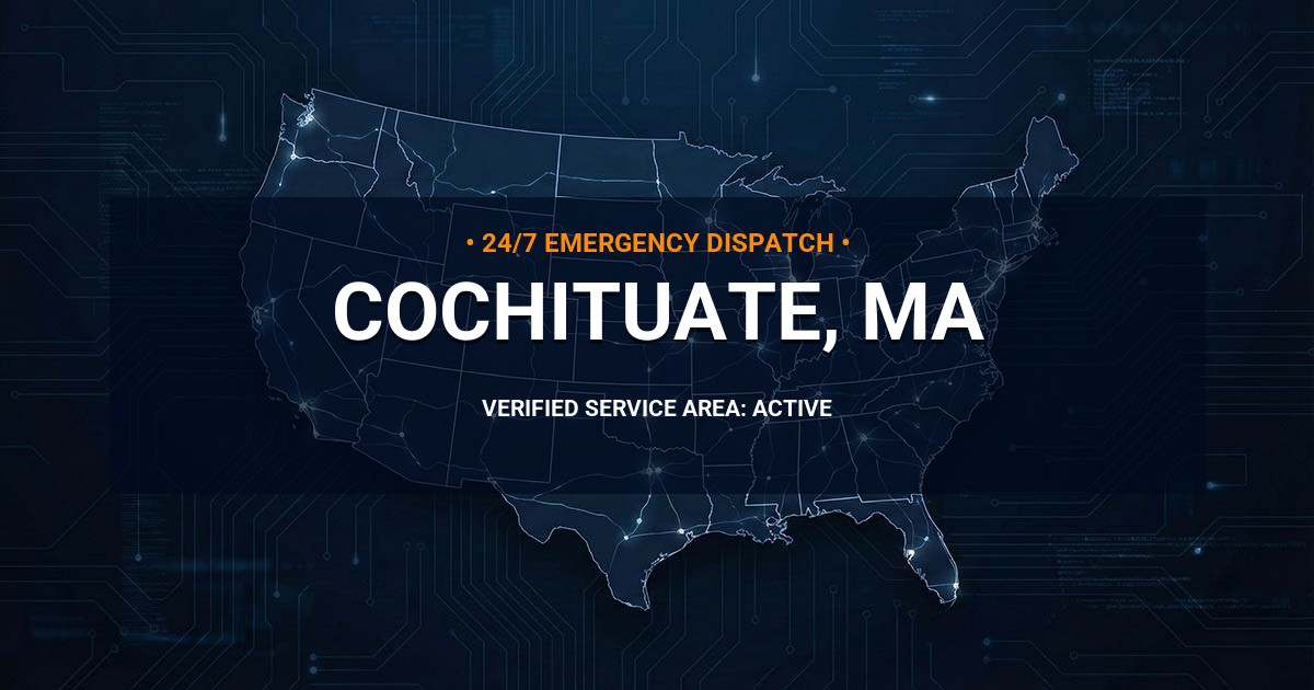 Emergency Plumbing Dispatch Map for Plumbing Services: Cochituate, MA