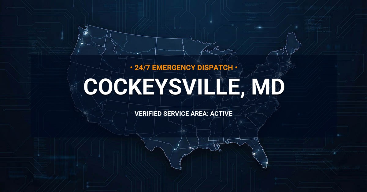 Emergency Plumbing Dispatch Map for Plumbing Services: Cockeysville, MD