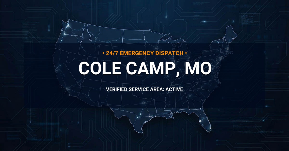 Emergency Plumbing Dispatch Map for Plumbing Services: Cole Camp, MO
