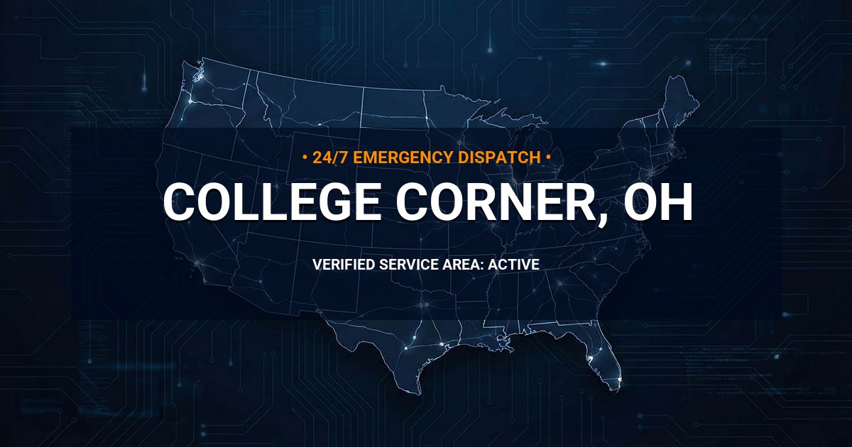 Emergency Plumbing Dispatch Map for Plumbing Services: College Corner, OH