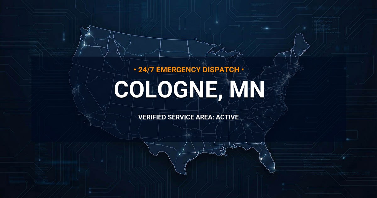 Emergency Plumbing Dispatch Map for Plumbing Services: Cologne, MN
